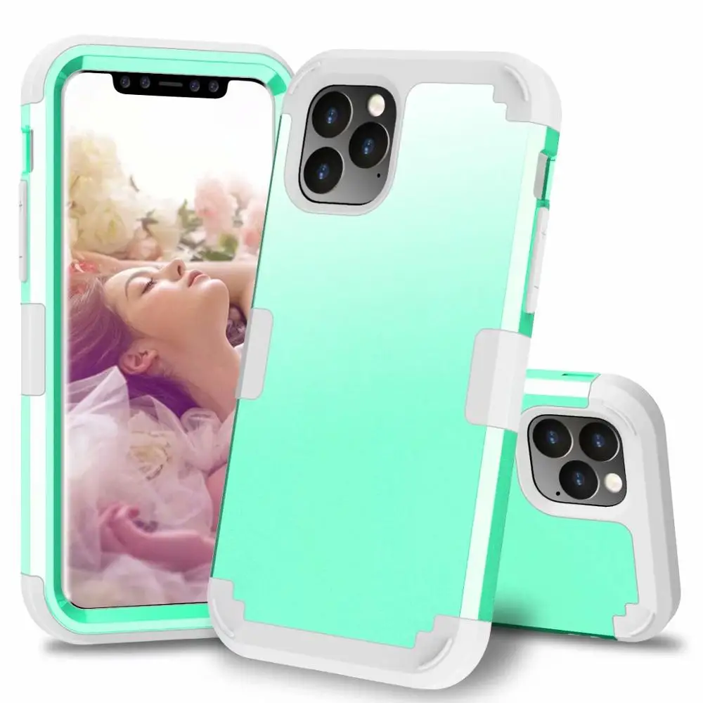 360 чехол с полной защитой для iPhone 11 11 Pro MAX Гибридный противоударный защитный силиконовый бампер для iPhone XS XR 8 7 Plus чехол - Цвет: Зеленый
