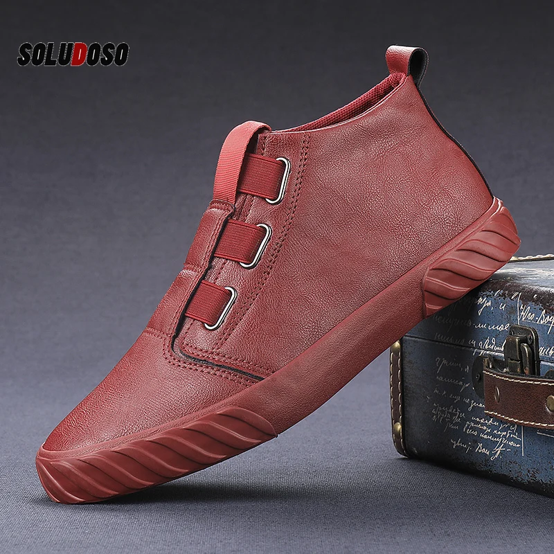 

Lightweight High Top Fashion Comfortable Men's Outdoor Fashion flats Leather Shoes Men Casual Sneakers