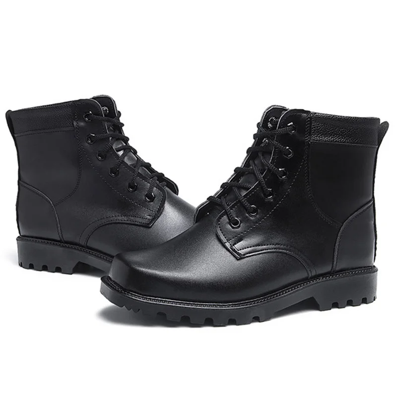 Зимняя Мужская Уличная обувь для тренировок кожаные ботинки с толстой шерстью