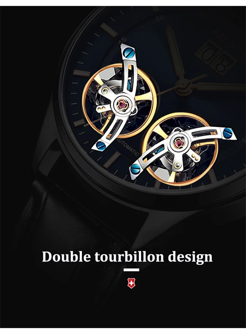 AILANG Лидирующий бренд Роскошные водонепроницаемые спортивные двойные Tourbillon Мужские часы Военные автоматические механические часы мужские часы с календарем