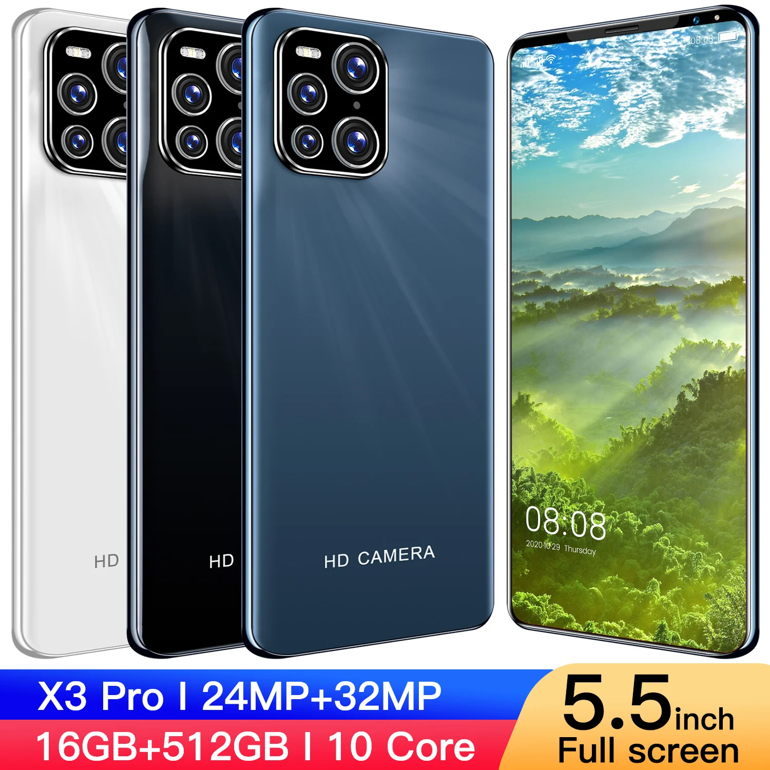 

S21 Pro функция распознавания лица телефон 512G смартфон 6,3 дюйма левый экран