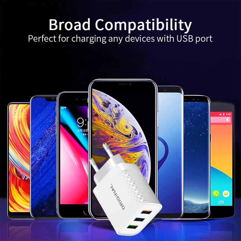 powerbank quick charge 3.0 USB Charger Quick Charge 2.4A 3 Ports Mobile Phone Chargers Fast Charging For iPhone Samsung Xiaomi Huawei Tablet Wall Adapter 65 watt usb c charger