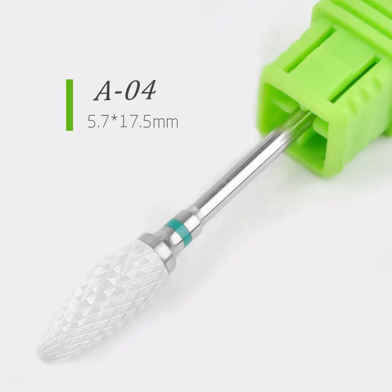 A04 1 шт. 3/32 ''керамические сверла для ногтей, Электрический Фрезерный резак, роторный инструмент для снятия заусенцев для ногтей, сверлильный станок для маникюра, педикюра, 12 типов - Цвет: A04