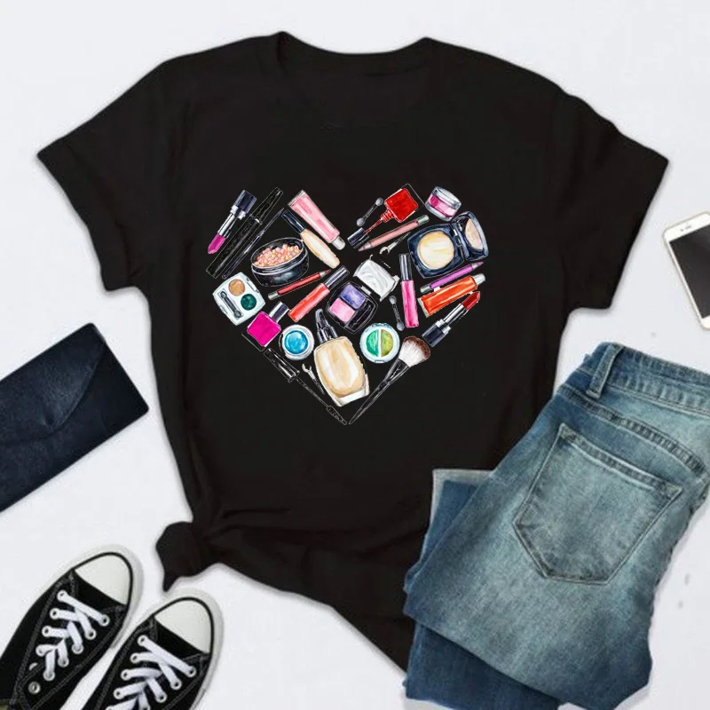 

Y2k Goth Harajuku Short Sleeve T-Shirts For Girls Love Beauty Makeup Anime Clothing Summer Oversize Fashion T-Shirts For Women