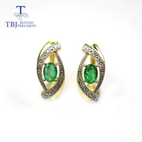 tbj1ct natural zambia emerald earring oval cut46mm real gemstone fine jewelry 925 sterling silver for women mom wife nice gift
