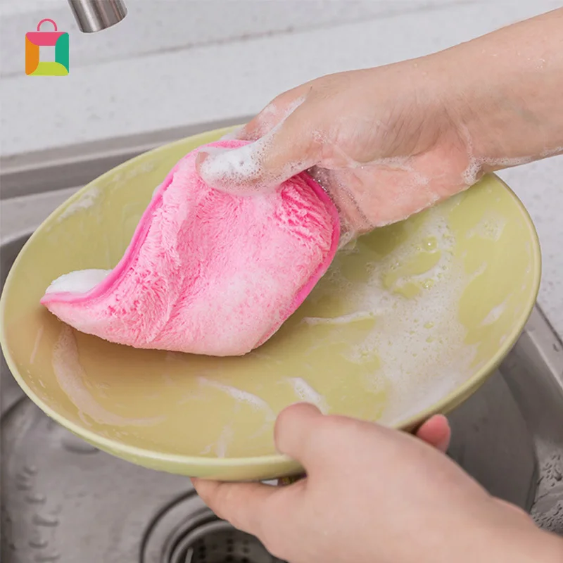 

1PC Kitchen Cleaning Towel Kitchenware Brushes Anti Grease Wiping Rags Absorbent Washing Dish Cloth Accessories 2Sided Sponge TL