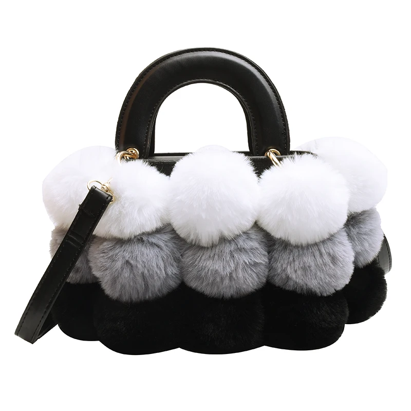 

Elegant Female Tote bag 2019 Fashion New High Quality PU Leather Women's Designer Handbag Soft Hair Ball Shoulder Messenger Bag