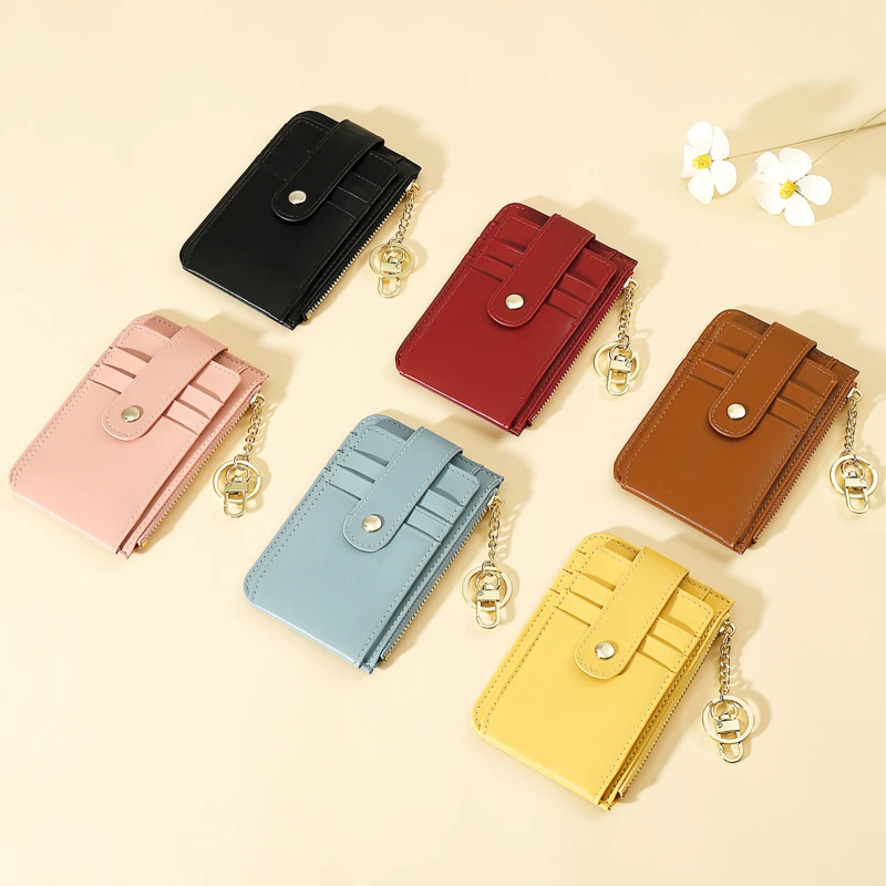 

Модный тонкий складной дизайнерский Кошелек из искусственной кожи на молнии, маленький кошелек для карт и монет, Женский мини-клатч на заще...