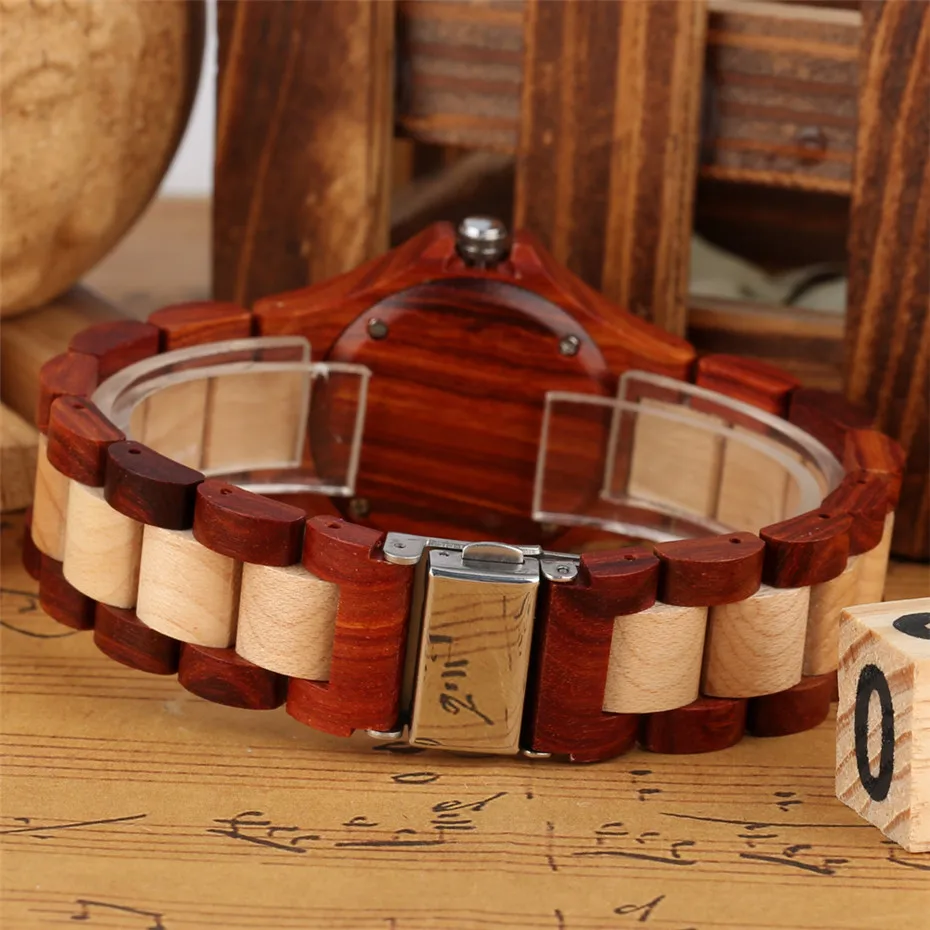 

Luxury Full Wood Watch Ladies Wood Bangle Clock Quartz Movement Elegant Women's Wristwatches Natural Wood Stylish Female Watches