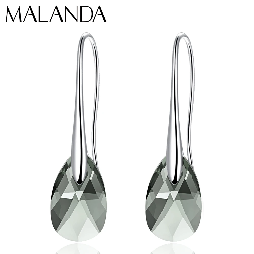 W-CrystBlack diamond Серьги-капли с кристаллами Swarovski для женщин, новая мода, Золотой пирсинг, висячие серьги, свадебные украшения, подарок для девушек - Окраска металла: W-CrystBlack diamond