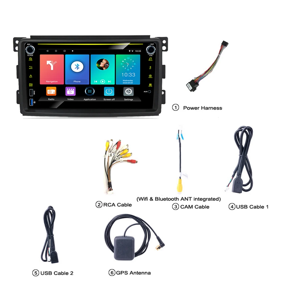 

Eastereggs 2 Din 8 Inch Car Multimedia Player Android 8.1 Wifi Navigation GPS Autoradio For Mercedes Benz SMART 2006-2010