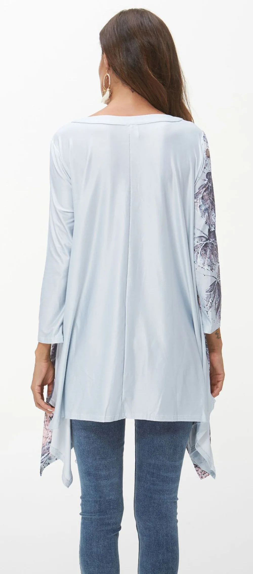 Женская рубашка с длинным рукавом Хенли топы для Леди ниже бедра |