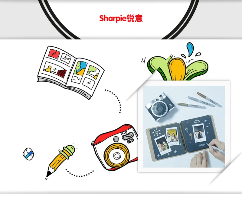8 шт./лот,, Sanford Sharpie, экологически чистые перманентные маркеры, 8 цветов, набор, маркер для рисования