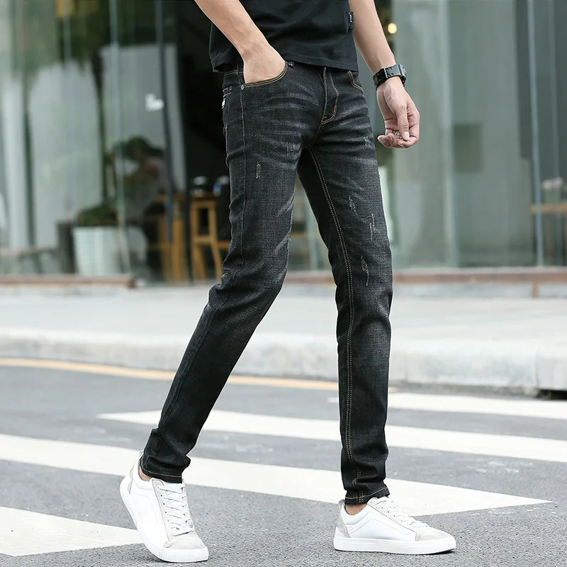 2019 Модные мужские классические джинсы на весну и осень джинсовые штаны джинсовый