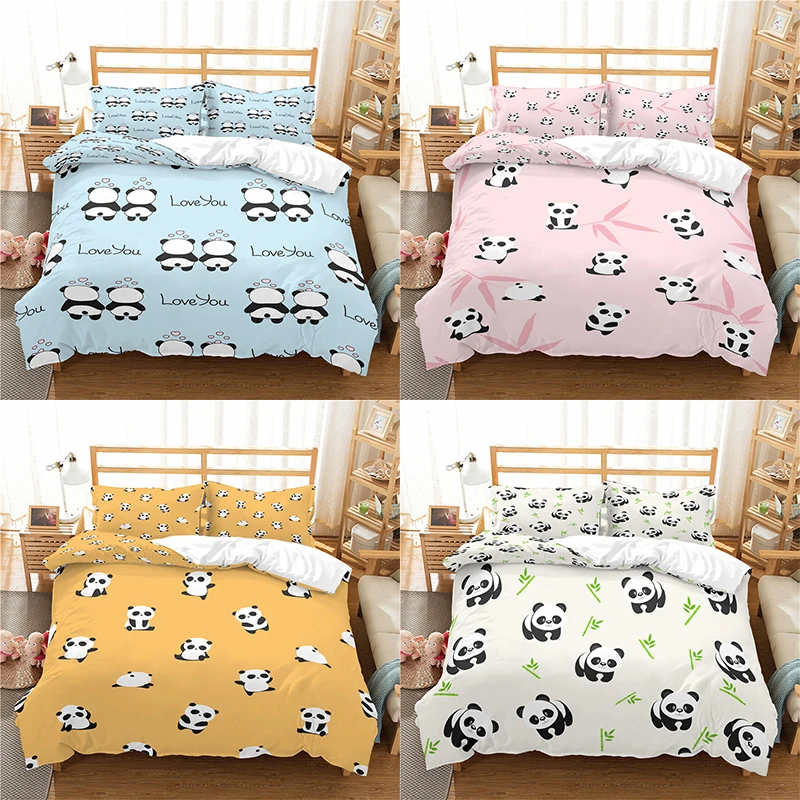 

Home Textile Luxury 3D Panda Print 2/3Pcs Comfortable Duvet Cover PillowCase Bedding Sets Queen and King EU/US/AU Size