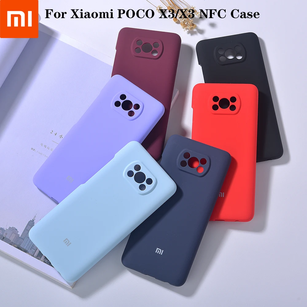 Mi POCO X3 NFC Case Original Xiaomi Pocophone X3 Liquid Silicone Soft Case Full Coverage Camera Protect Luxury Shockproof Cover