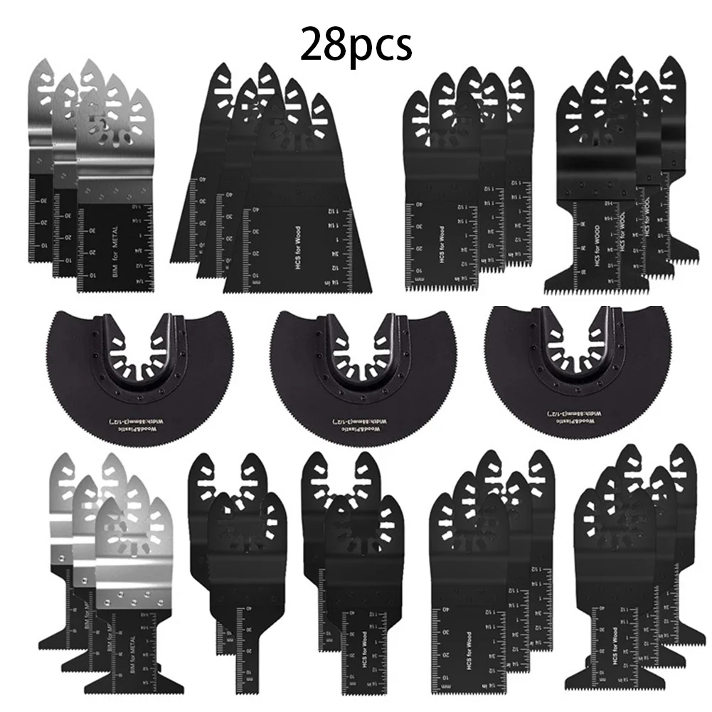 

28ps Universal Saw Blade Set Oscillating Multi Tool Straight Scale Multitools Cutting Wood Saw Blades For Fein Multimaster Power