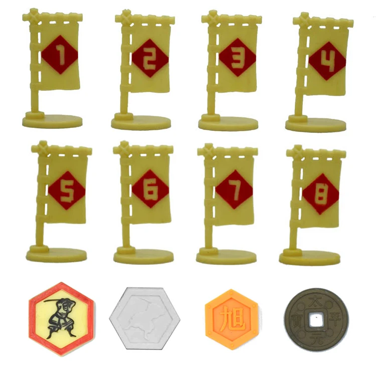 

TRPG board game Rising sun clans flags tokens coins miniatures models