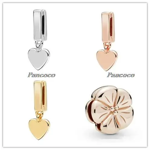

925 Sterling Silver Bead Charm Reflexions Floating Heart Clip Pendant Beads Fit Pandora Bracelet & Bangle Diy Jewelry