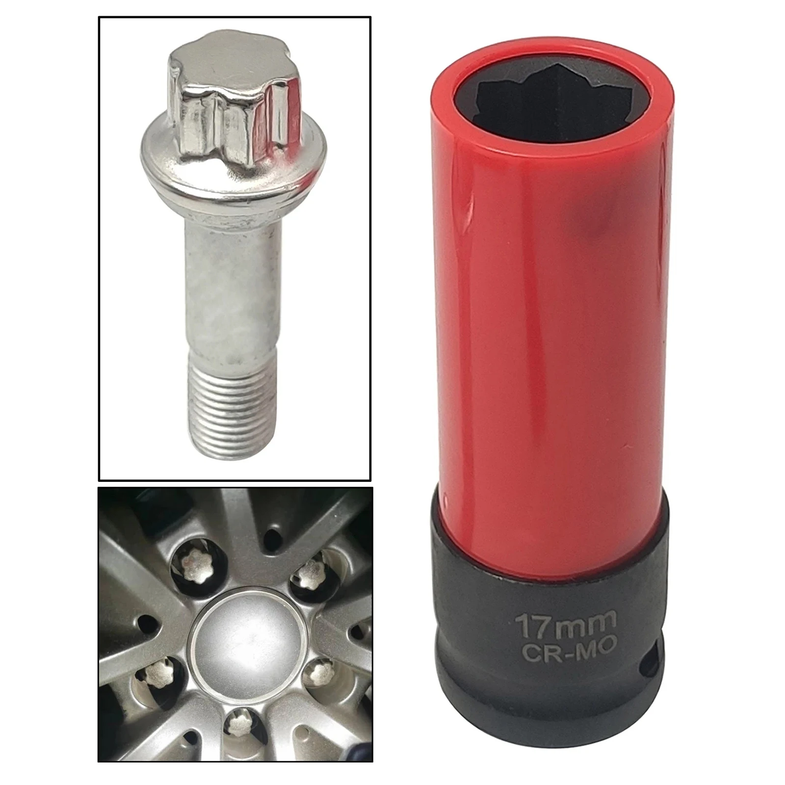 

17mm Universal Wheel Lock Nut Removal Socket Wrench fits for Mercedes S Series Anti-theft Removal Socket Wrench Repair Tool