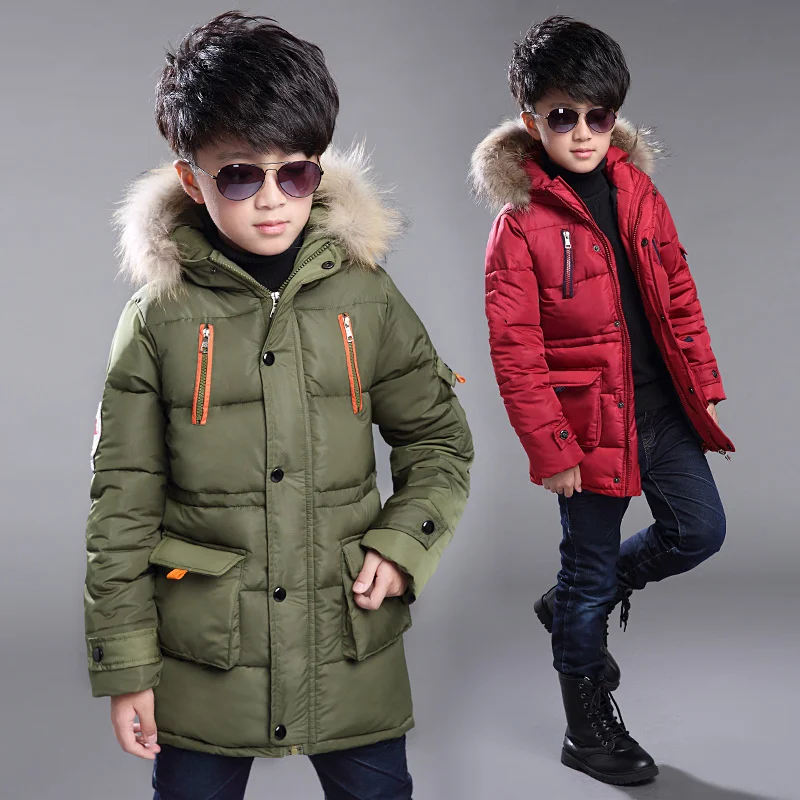 

New Hooded Boys Winter Coat parka Kids Jacket Warm Down Cotton OutWear 3 to 14 Years Teenage Children clothing clothes snowsuit
