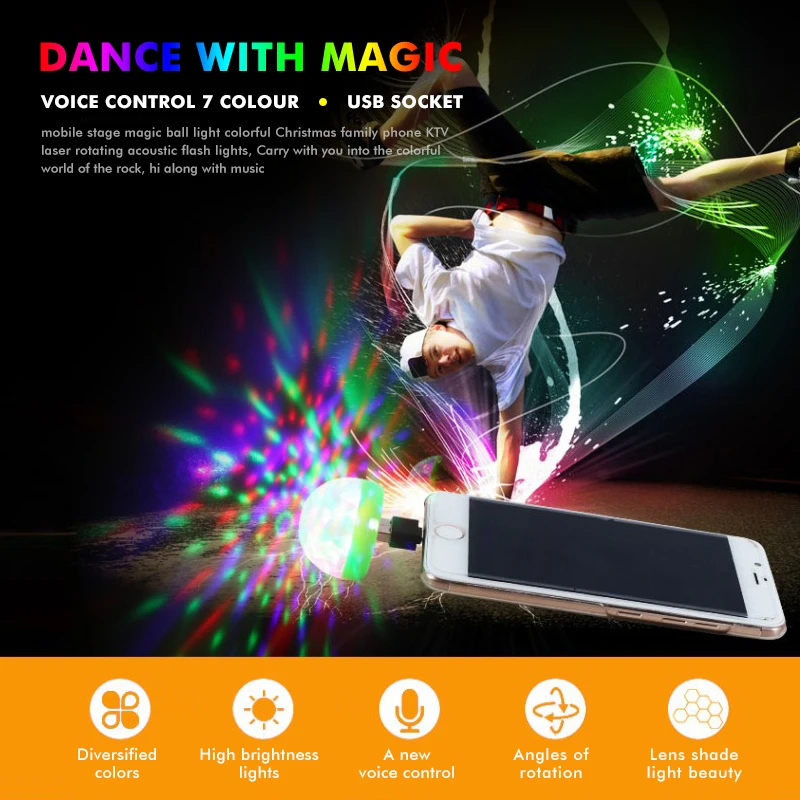 Хит продаж мини-USB RGB светодиодный сценический светильник для дискотеки