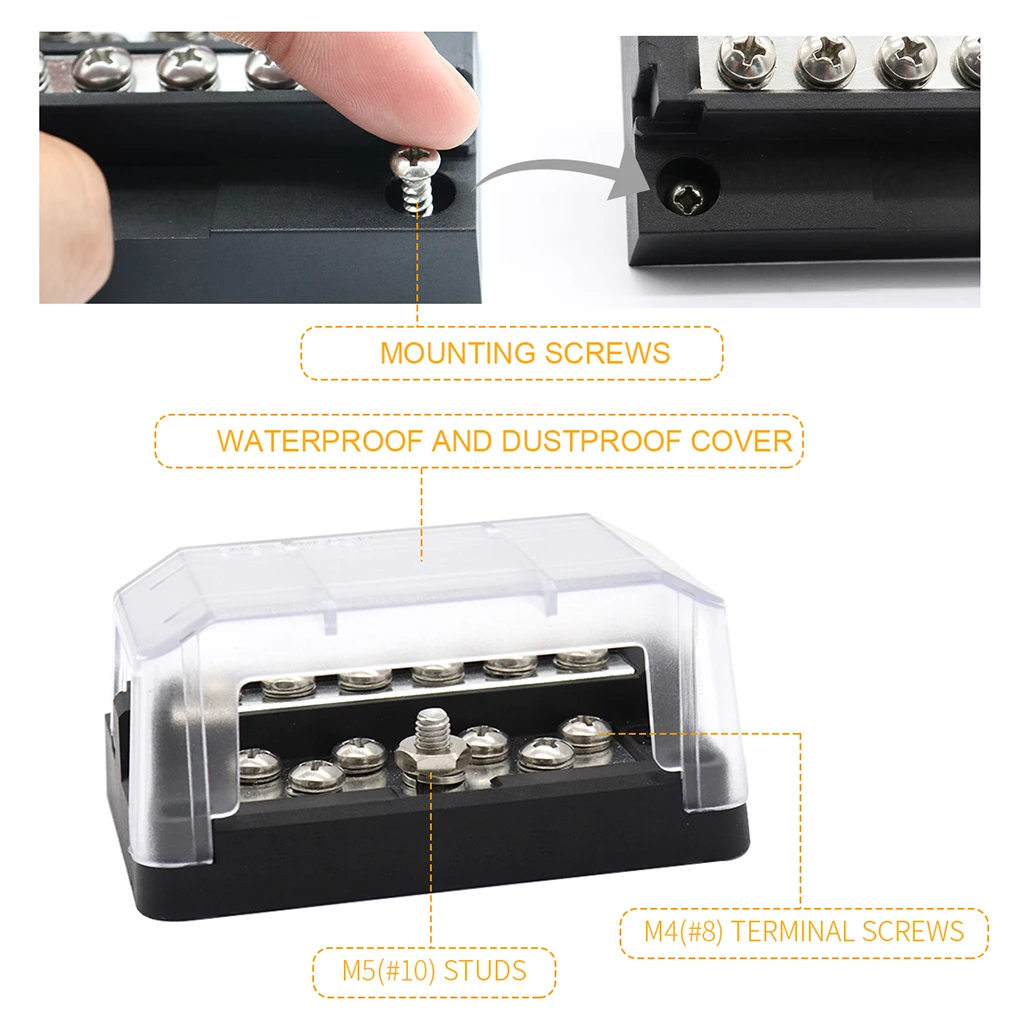 

12way Terminal Junction Block Power Post Distribution Bus Bar 32V 100 Amp