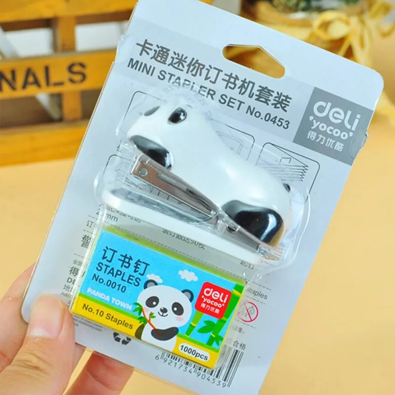 Маленькая панда степлер мультфильм Офис школа Скрепка переплет книга