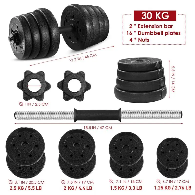 

30kg Adjustable Dumbbells Weights Set Safety Non-Slip Dumbbells Gym Exercise Training Tools Household Outdoor Dumbbells