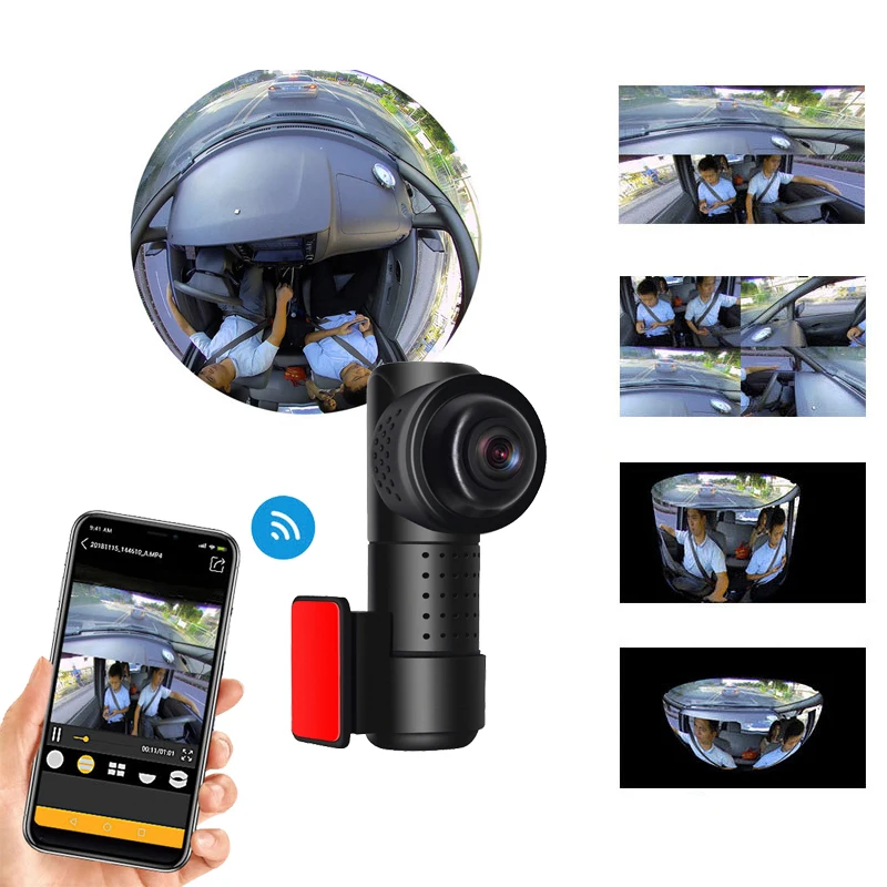 

Скрытая Мини DVR Wifi HD 4K-2160P-360 градусов панорамная Автомобильная камера ИК Высокое разрешение ночного видения рыбий глаз панорамный вид