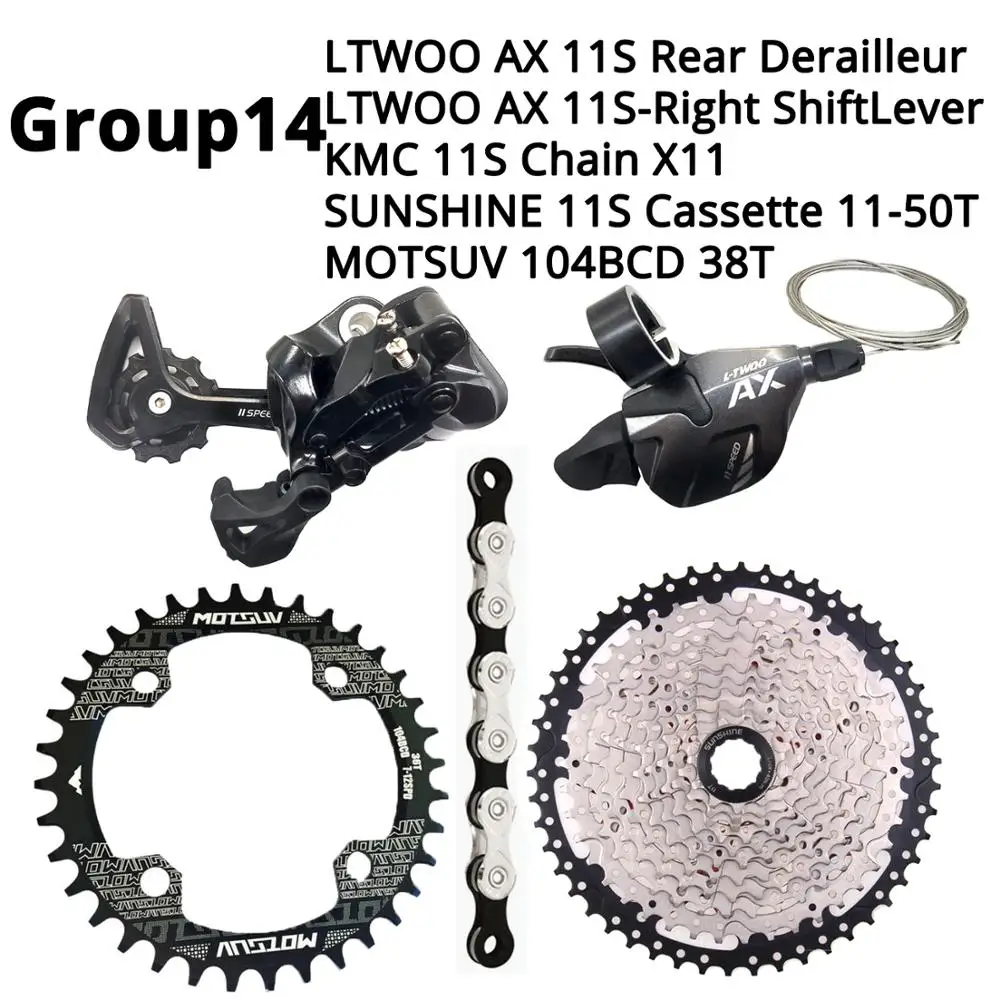 104BCD-38T 11-50T LTWOO AX 1X11S 11 S 11 speed Groupset рычаг переключения передач задний переключатель KMC X11 SUNSHINE Cassette 46T 50T 52T MOTSUV Chainring 32-38T - Цвет: 104BCD-38T 11-50T