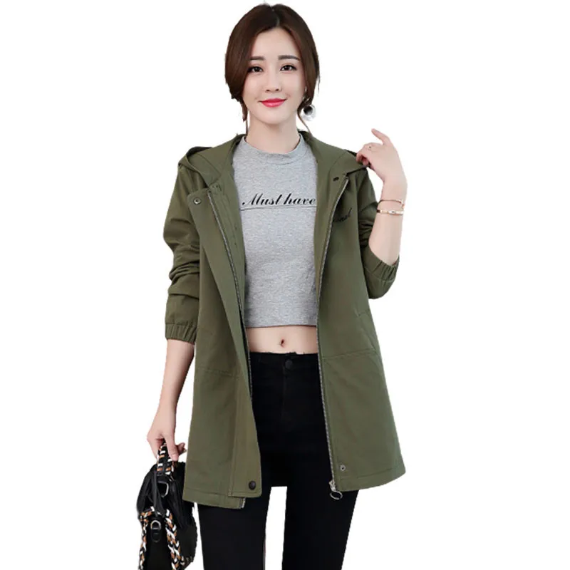 

2020 New Autumn Women's Jacket Long Sleeve Hooded Basic Coat Windbreaker Female Jacket Casual Zipper Outwear Plus Size P916