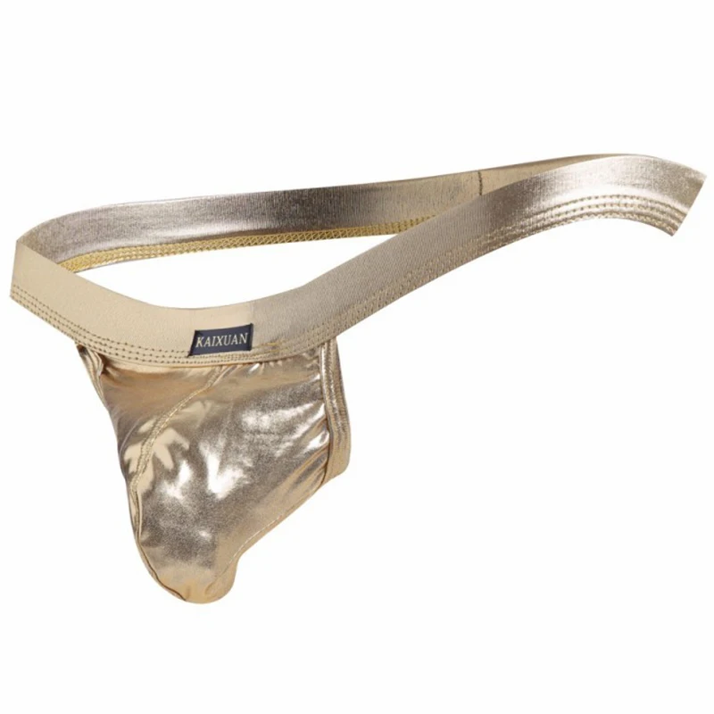 Мужские стринги из искусственной кожи черные трусы с открытой спиной