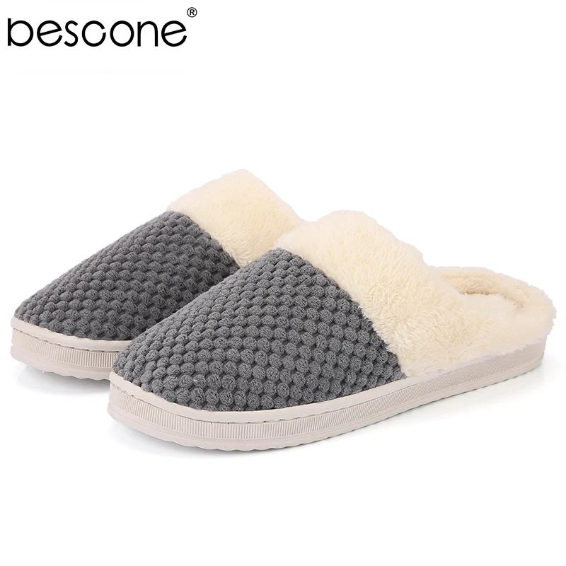 BESCONE/зимние мужские тапочки теплая хлопковая домашняя Нескользящая простая