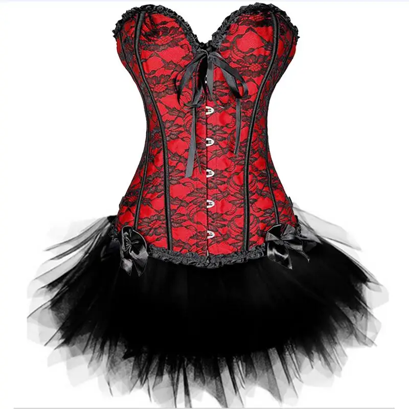 Сексуальный женский корсет Burlesque Готическая шнуровка бюстье топ костюм платье
