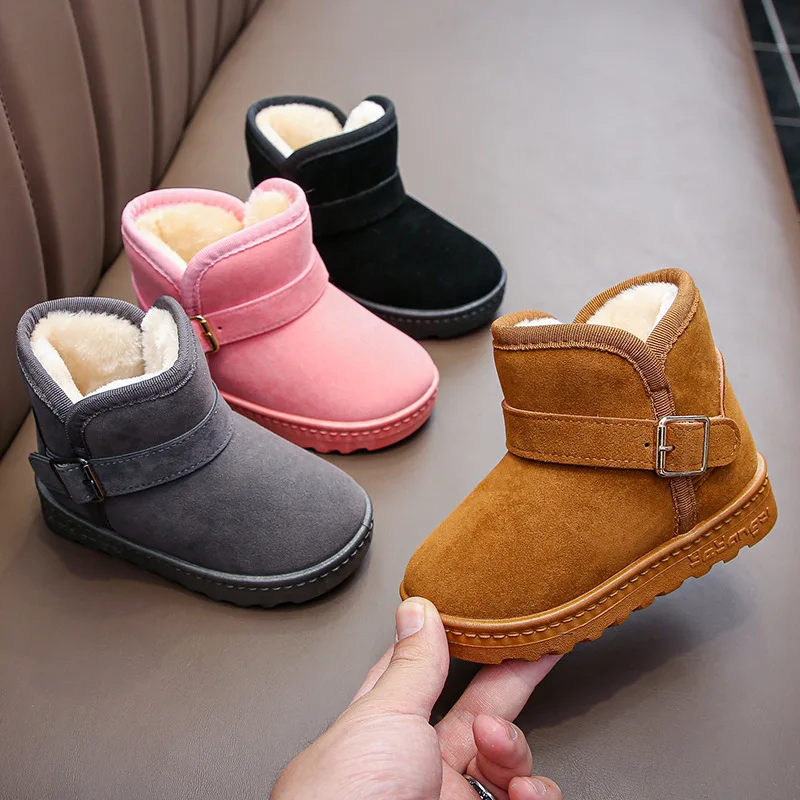 

Children's Shoes Snow Boots Fashion Casual Winter Boys Thick Plush Shoes Solid Girls Warm Shoes Kids Short Martin Boots Student