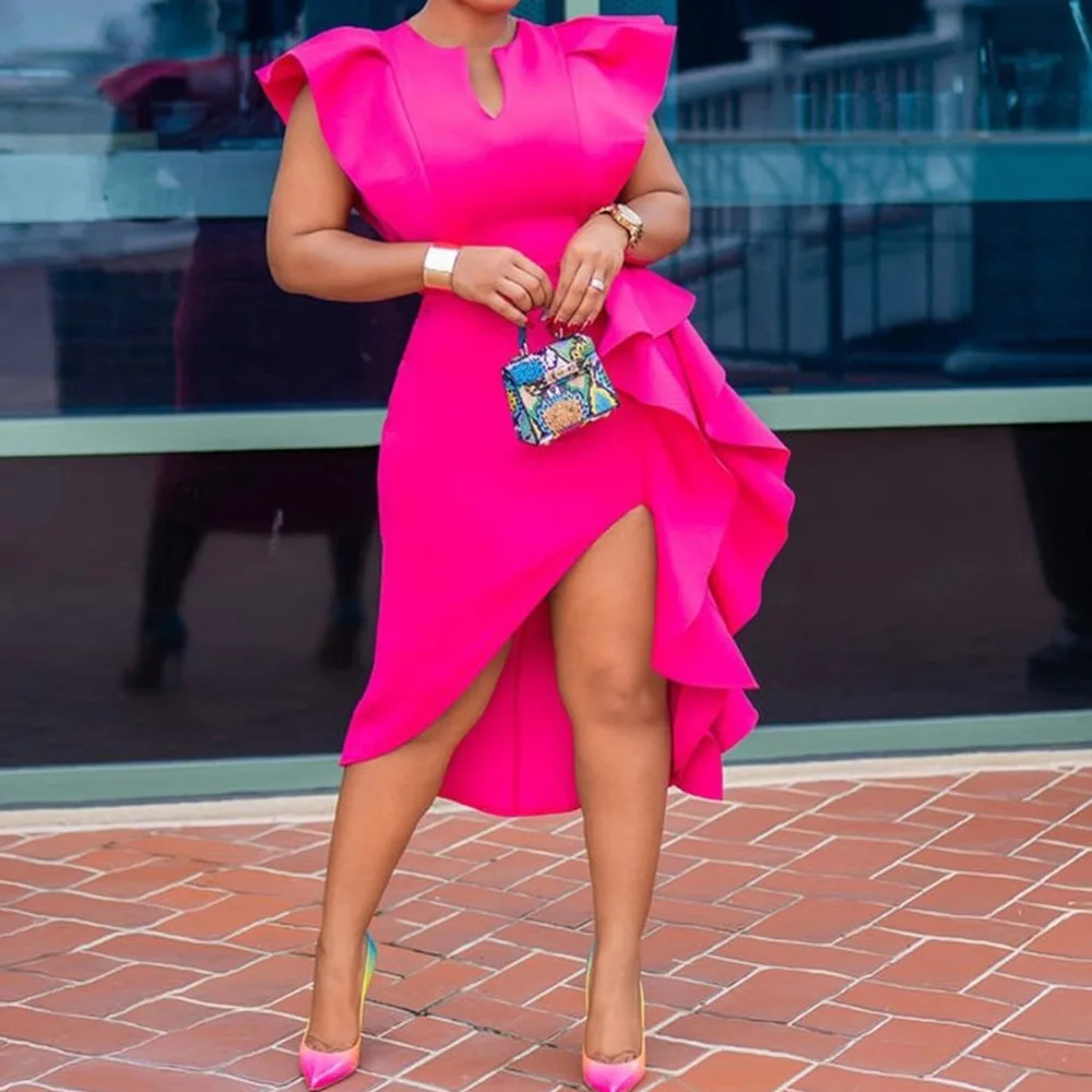 Ярко-желтый женское облегающее платье летний комплект из туфель и сумочки в