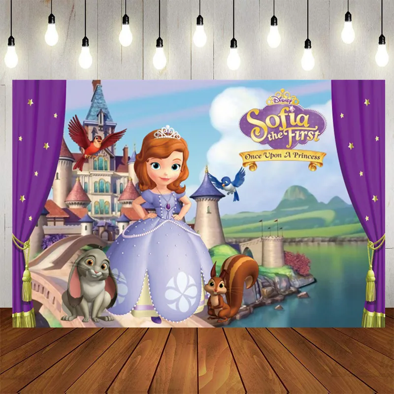 Фон для фотосъемки на день рождения с изображением героев Диснея Белоснежки