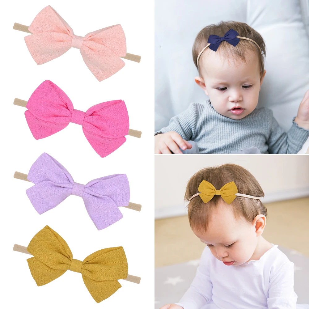

3.5inches Cute Baby Headband For Girls Elastic Rope Turban Bows kids Stretch Princess Solid Hair Bands Headwear Hair Accessories