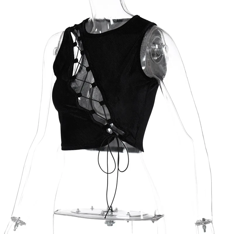 

Hollow Out Sexy Women's Tank Tops Spring 2021 New Casual Sleeveless Crop Tanks Solid Fashion Camis Hot Girl Style