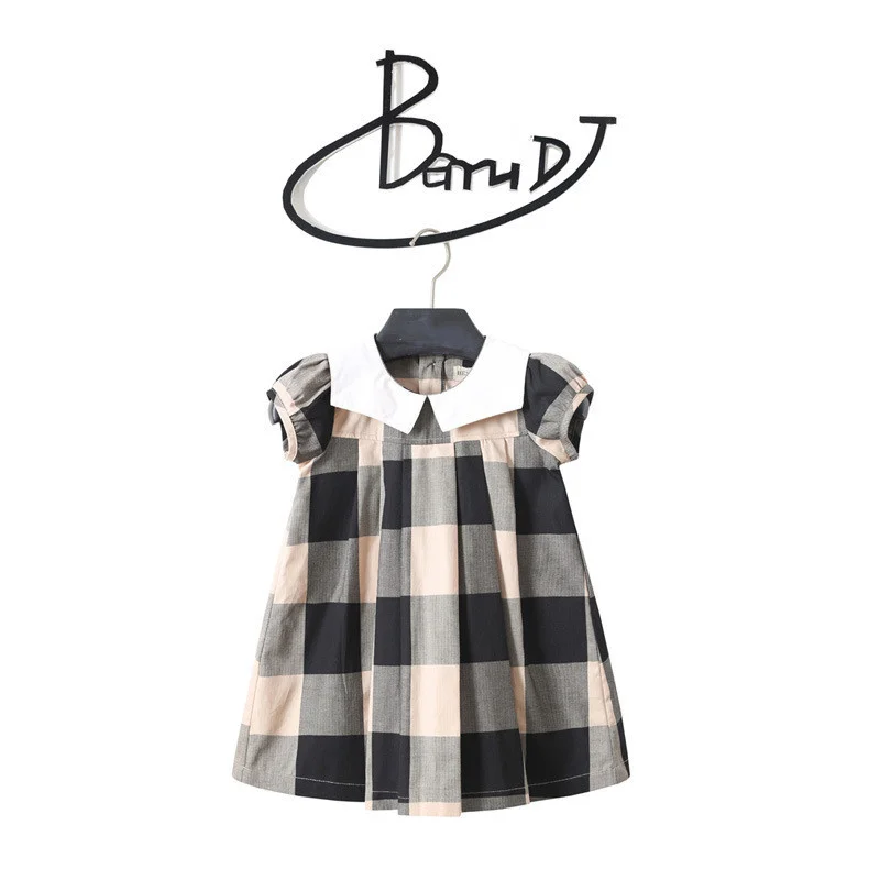 

Children's Clothing 2021 Summer New Plaid Striped Embroidered Girl Short Sleeve Princess Dress Kids Dresses for Girls Clothes