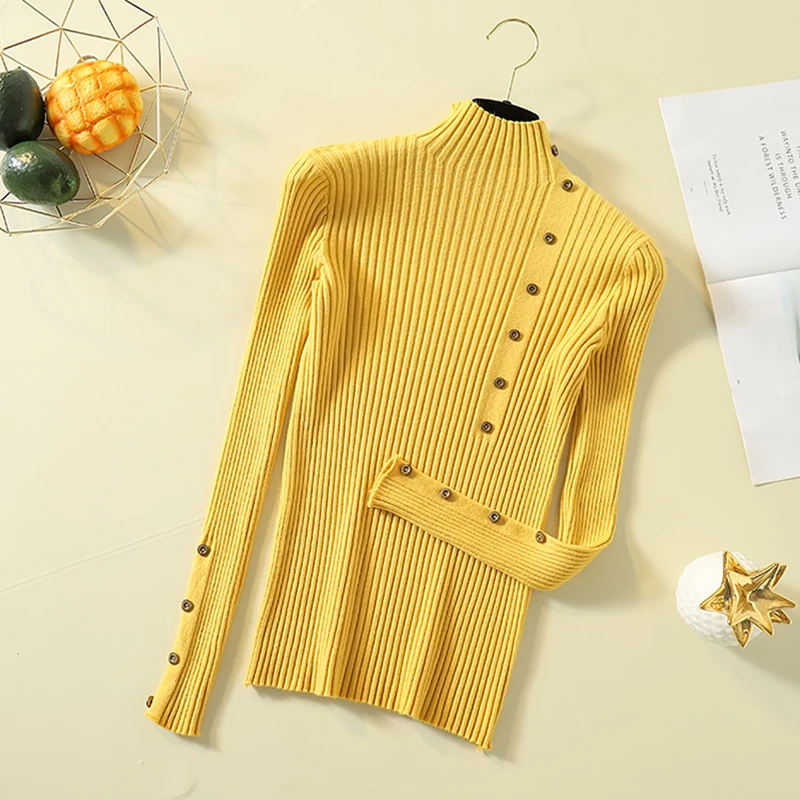 Новинка женские свитера пуловер с высоким воротом осень 2019 Женский Повседневный