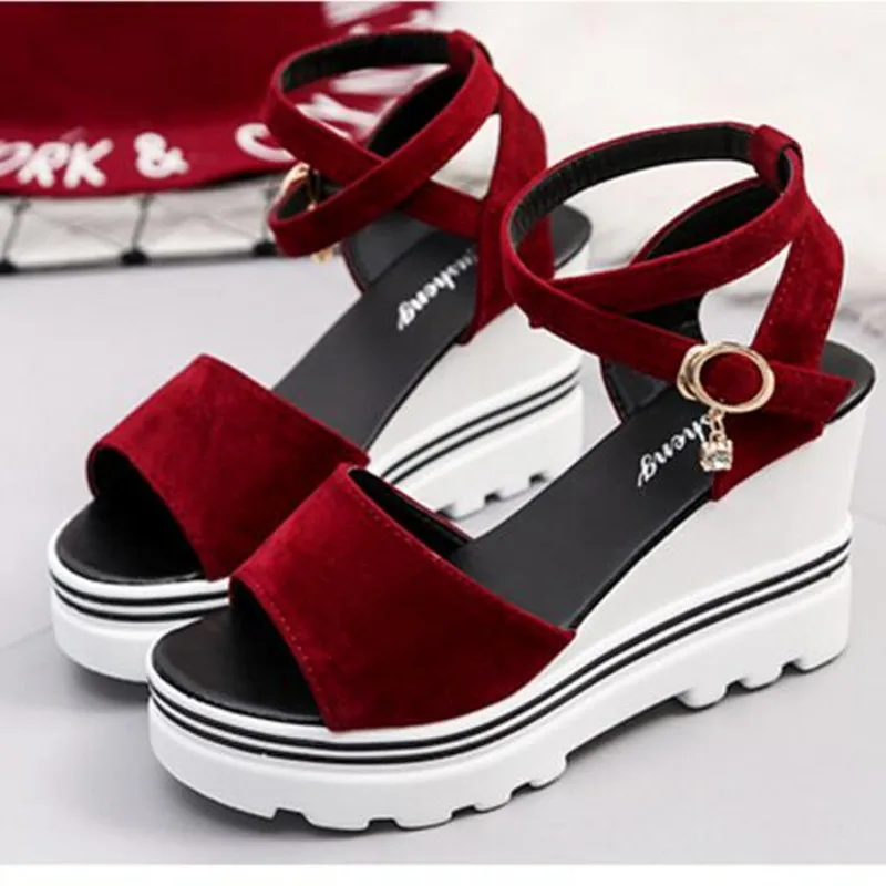 

New Sandals Summer Women's Sandals Ladies Sandals Wedges Mouth Roman Sandals High Quality Suede Shoes High Heels Women's Shoes