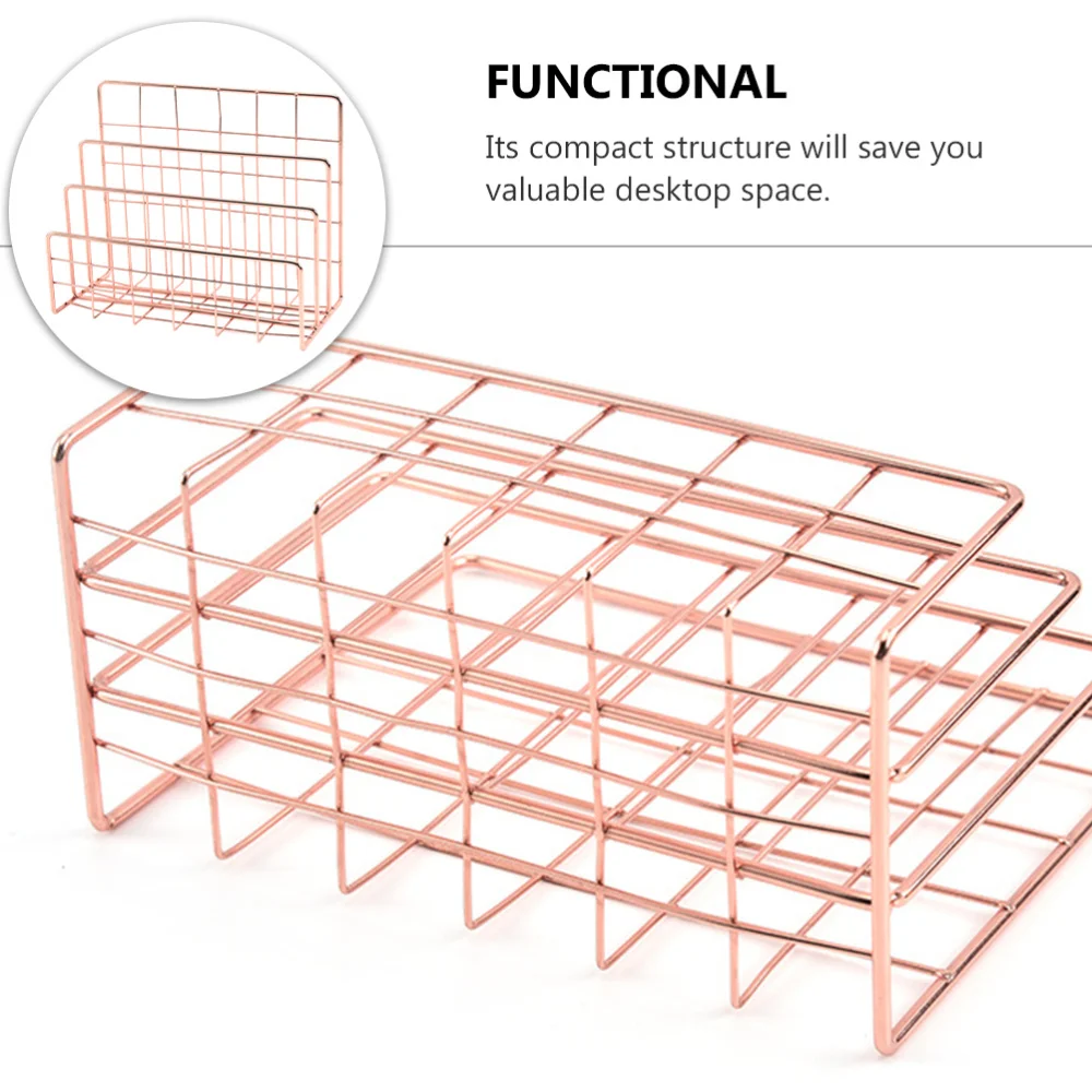 

1pc Home Office Tabletop Files Letter Organizer Rack Iron Storage Rack