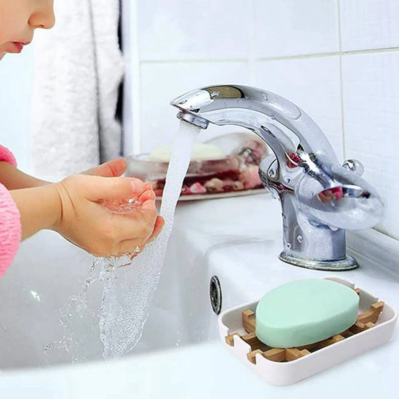 

Soap Dish Bamboo, Portable Leak Proof Bamboo Soap Box Soap Holder, Handcrafted Bamboo Fiber Soap Holder