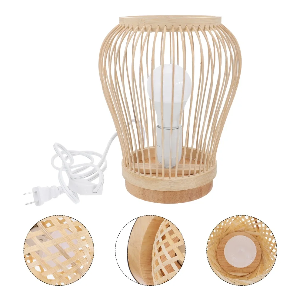 1 шт. бамбуковая тканая настольная лампа в японском стиле креативная