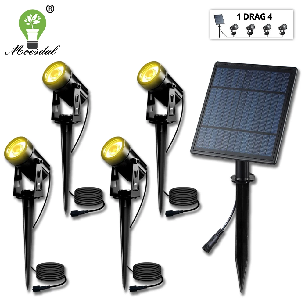 

4 Heads Outdoor LED Solar Lawn Spotlight Solar Landscape IP65 Waterproof Automatic on/Off Wall Light Garden Decoration Light
