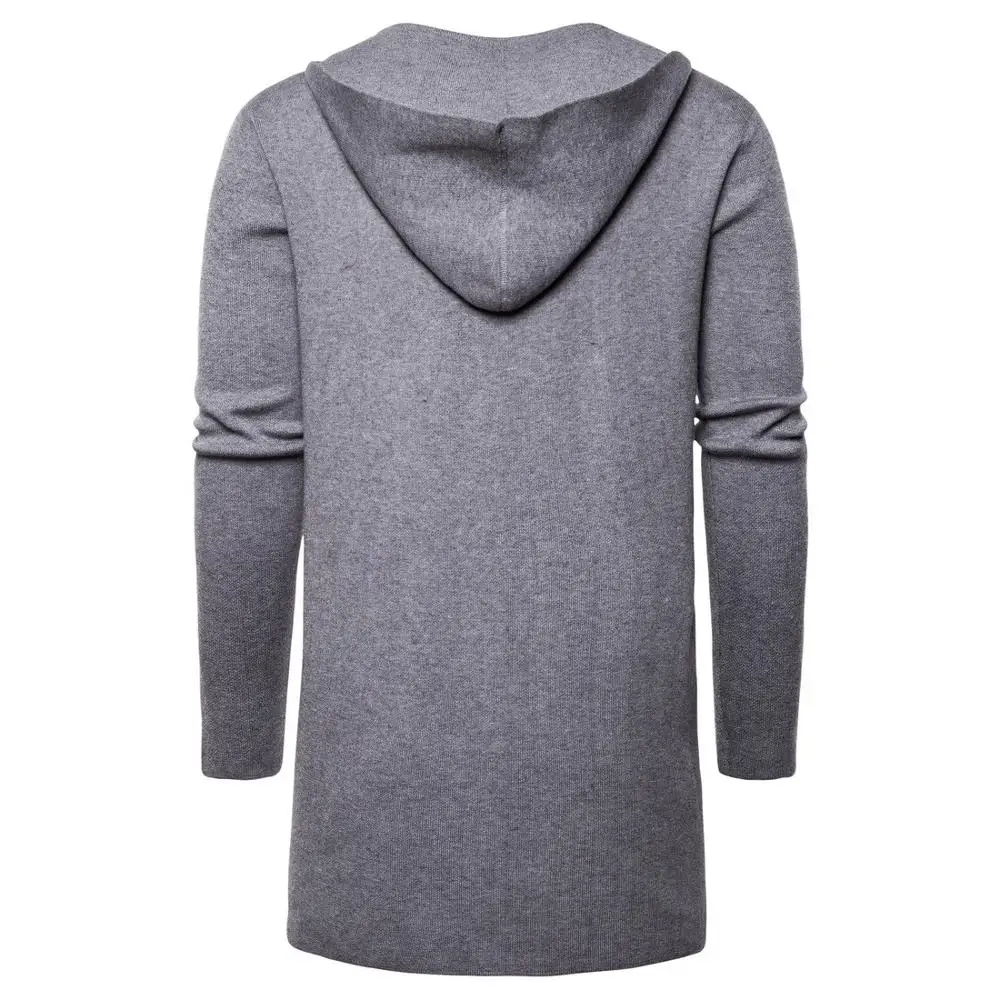 Свитер мужской с капюшоном однотонный пуловер Повседневная теплая одежда