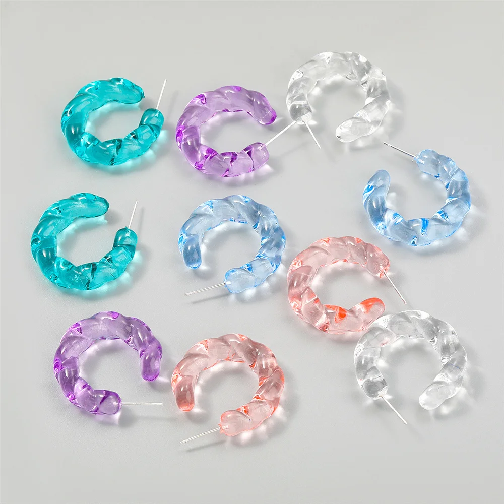 

3UMeter 2021 Personalized Transparent C-shaped Resin Korean Earrings Women Summer Fashion Earring Dropshipping