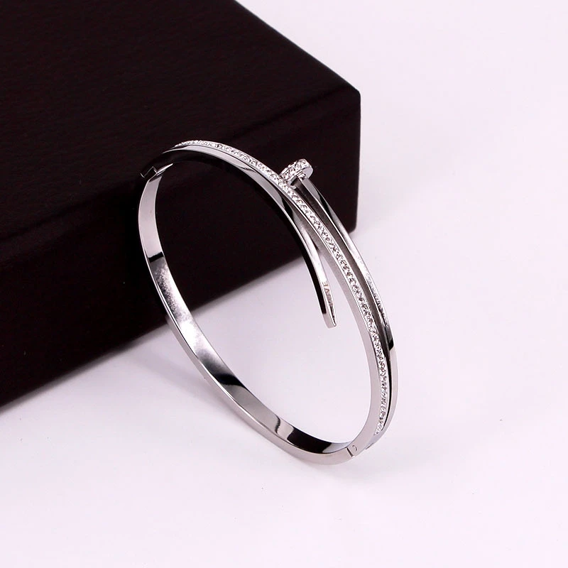 

Personality Women Bracelets Bangle for Women Three-layer Full Cubic Zirconia Trendy Female Stainless Steel Jewelry